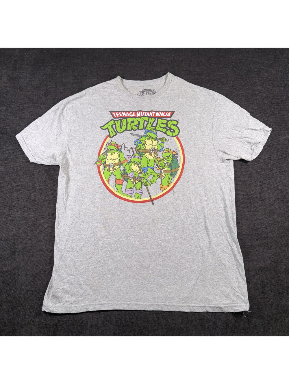 Teenage Mutant Ninja Turtles Graphic T-Shirt Large Gray Cotton Blend